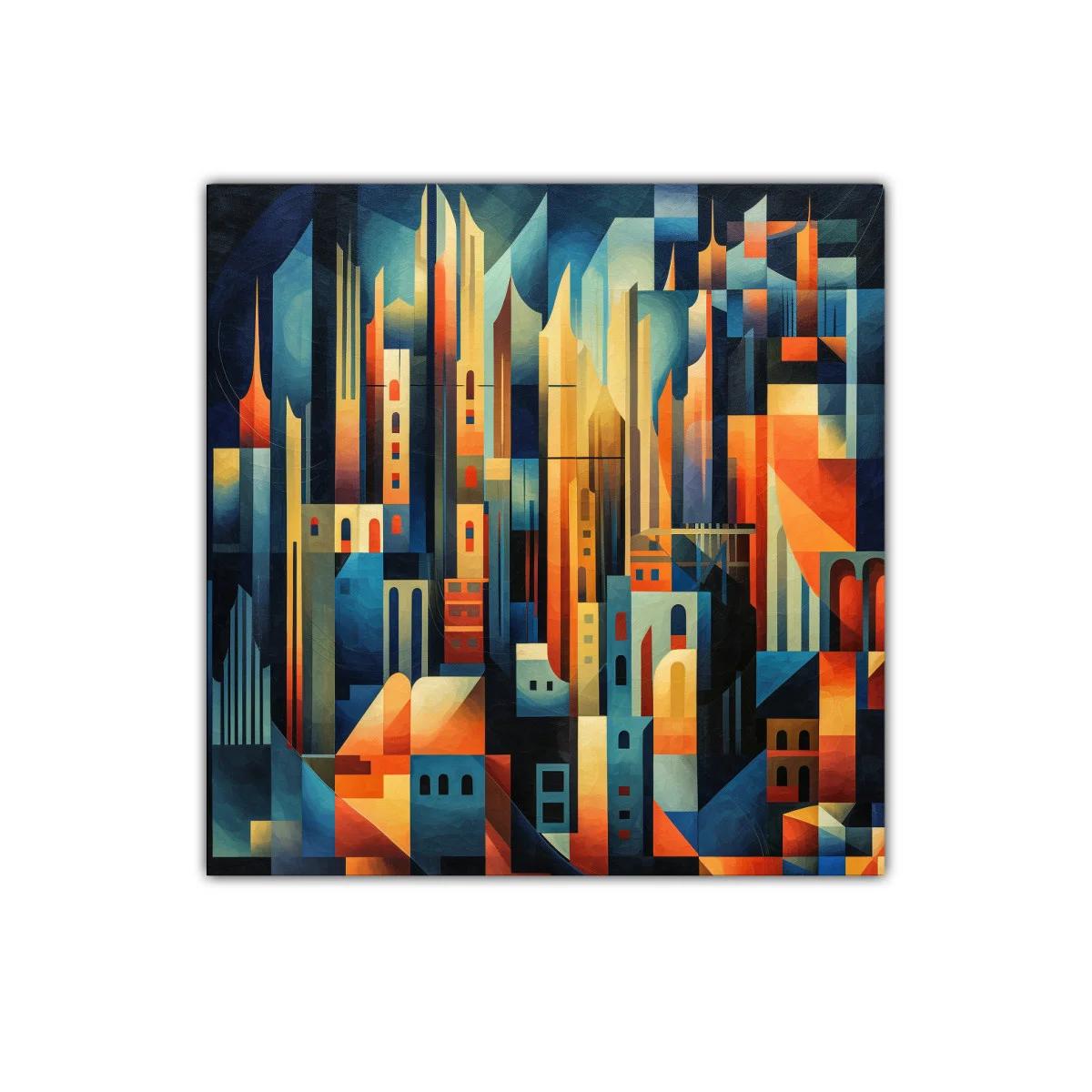 Composición abstracta de ciudad con formas geométricas vibrantes — imagen principal