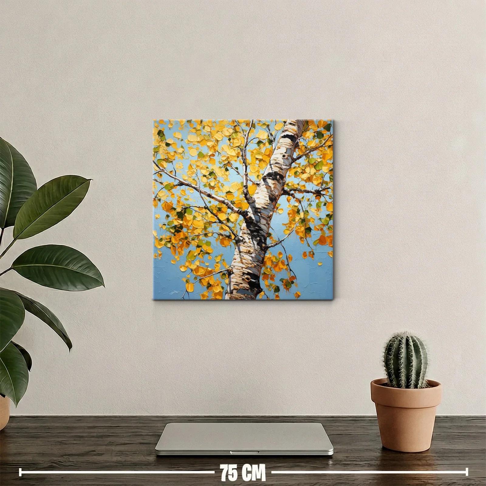 Tronco de abedul con hojas doradas en otoño — miniatura 2