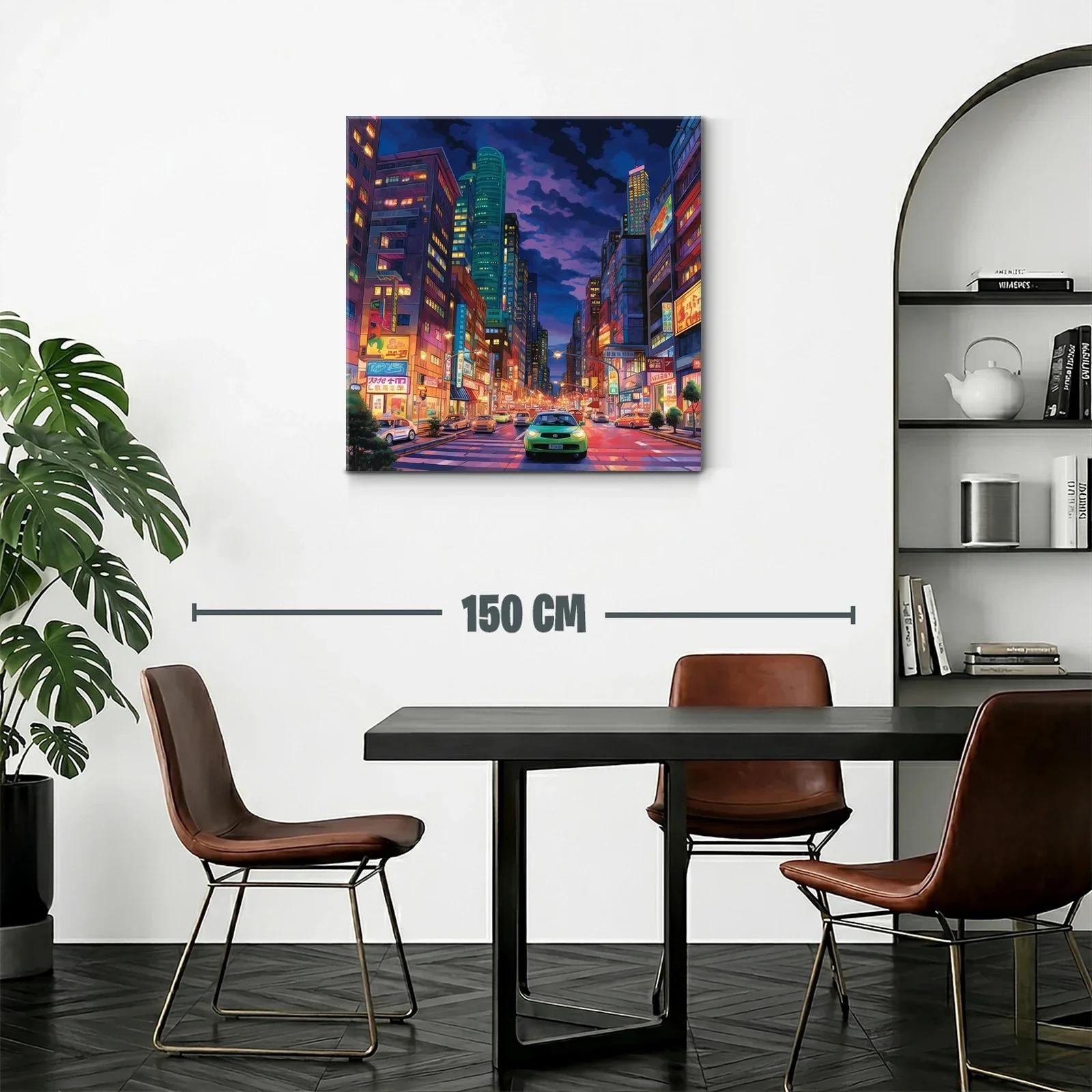 Ciudad vibrante iluminada en atardecer urbano moderno — miniatura 2