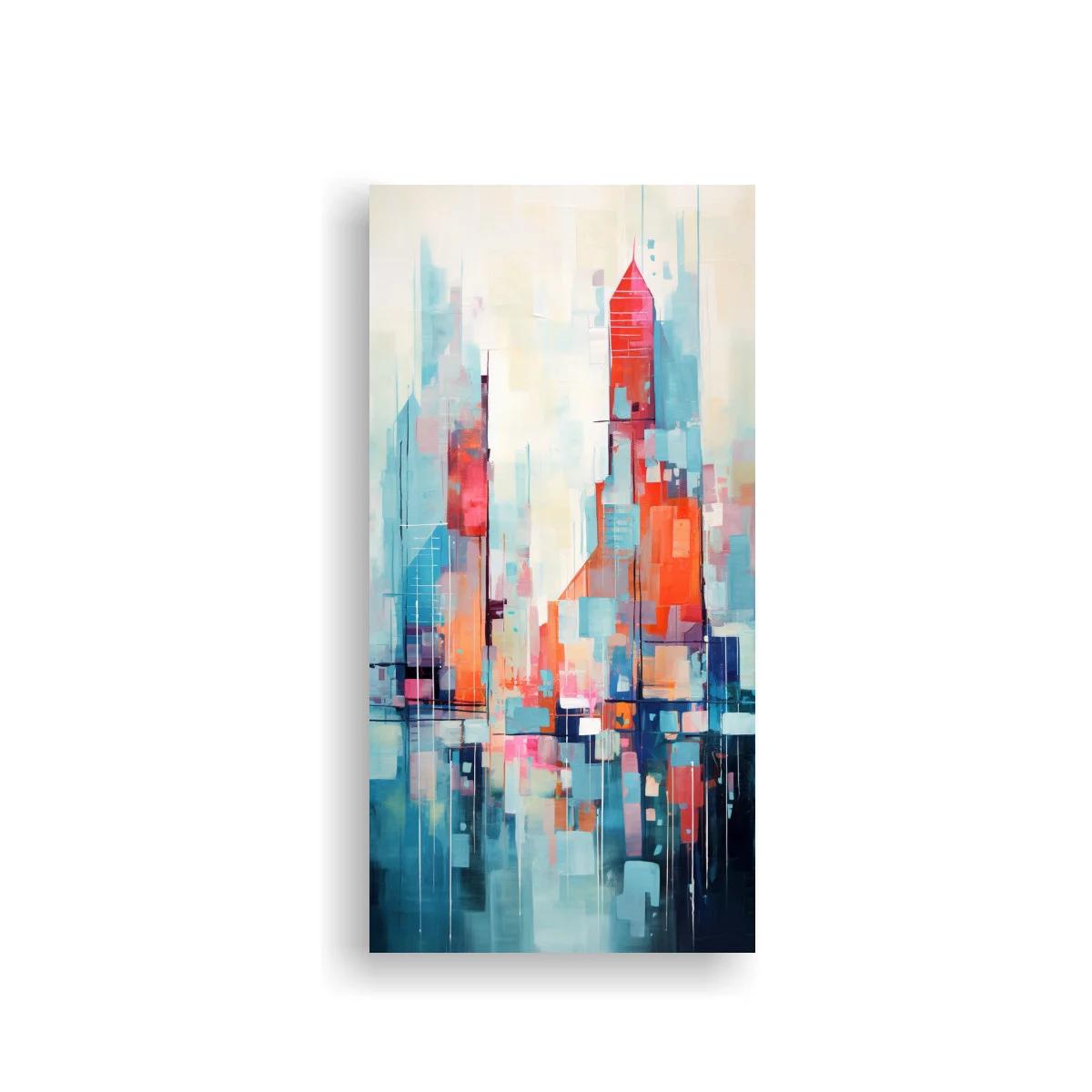 Cuadro rascacielos abstractos con torre rojiza
