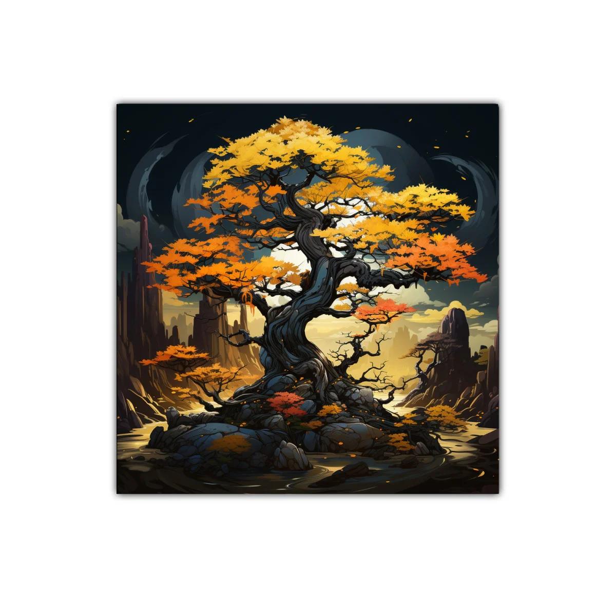 Árbol místico con hojas otoñales en paisaje de ensueño — imagen principal