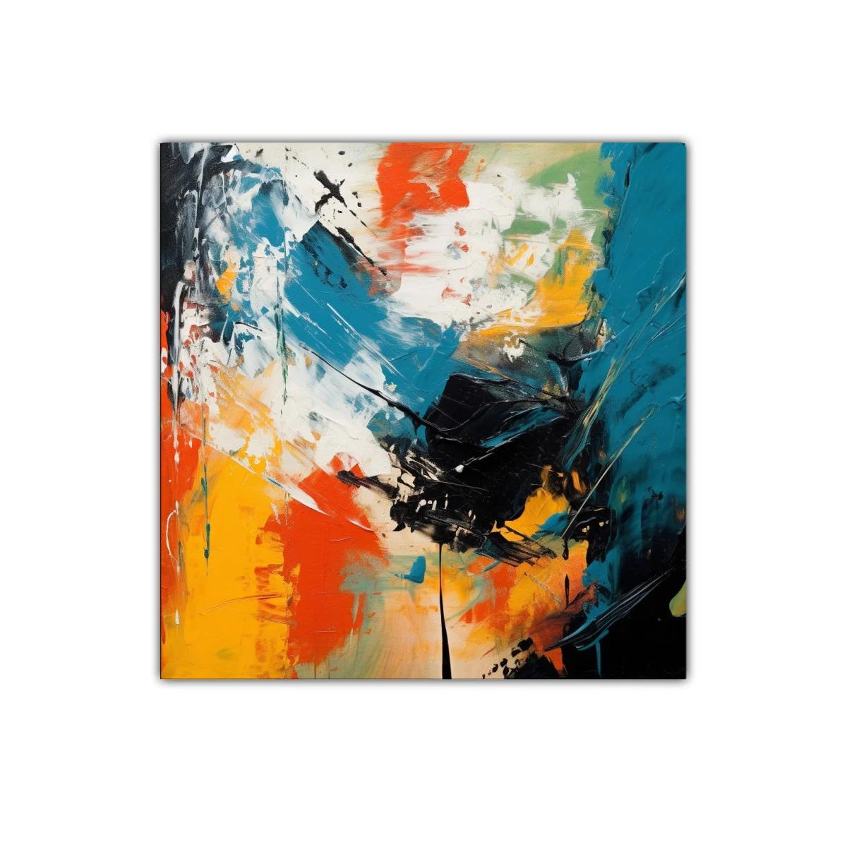 Cuadro abstracto con vibrantes tonos cálidos y fríos — miniatura 1