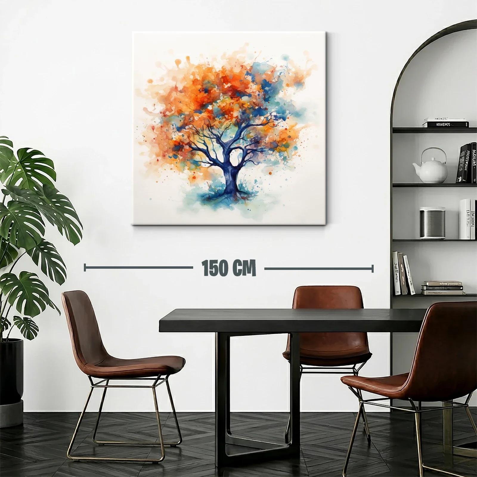 Árbol abstracto en vibrantes tonos otoñales y azules — miniatura 2