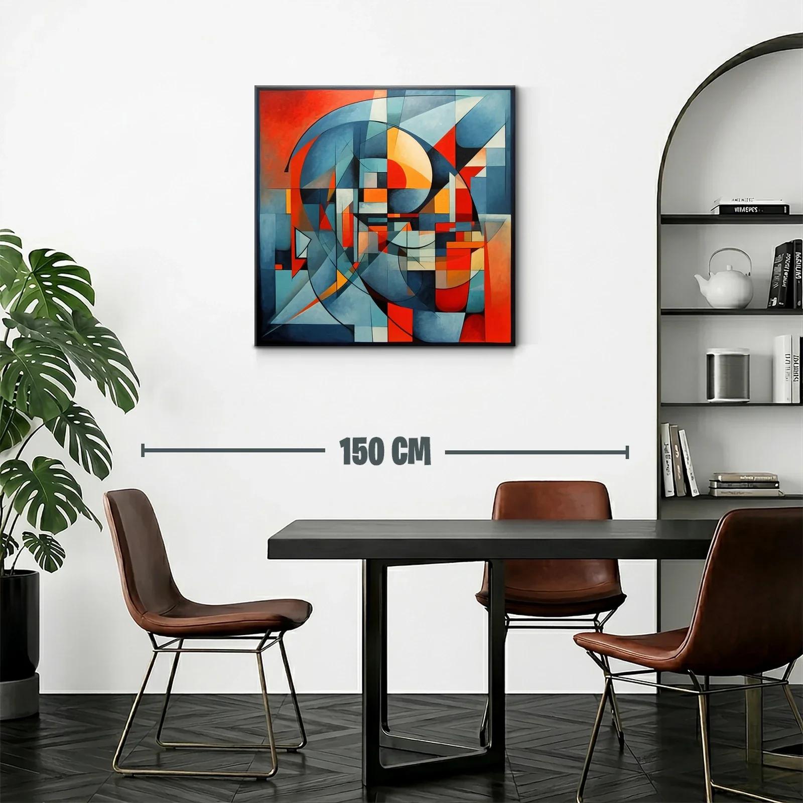Cuadro abstracto con formas geométricas y tonos vibrantes — miniatura 2