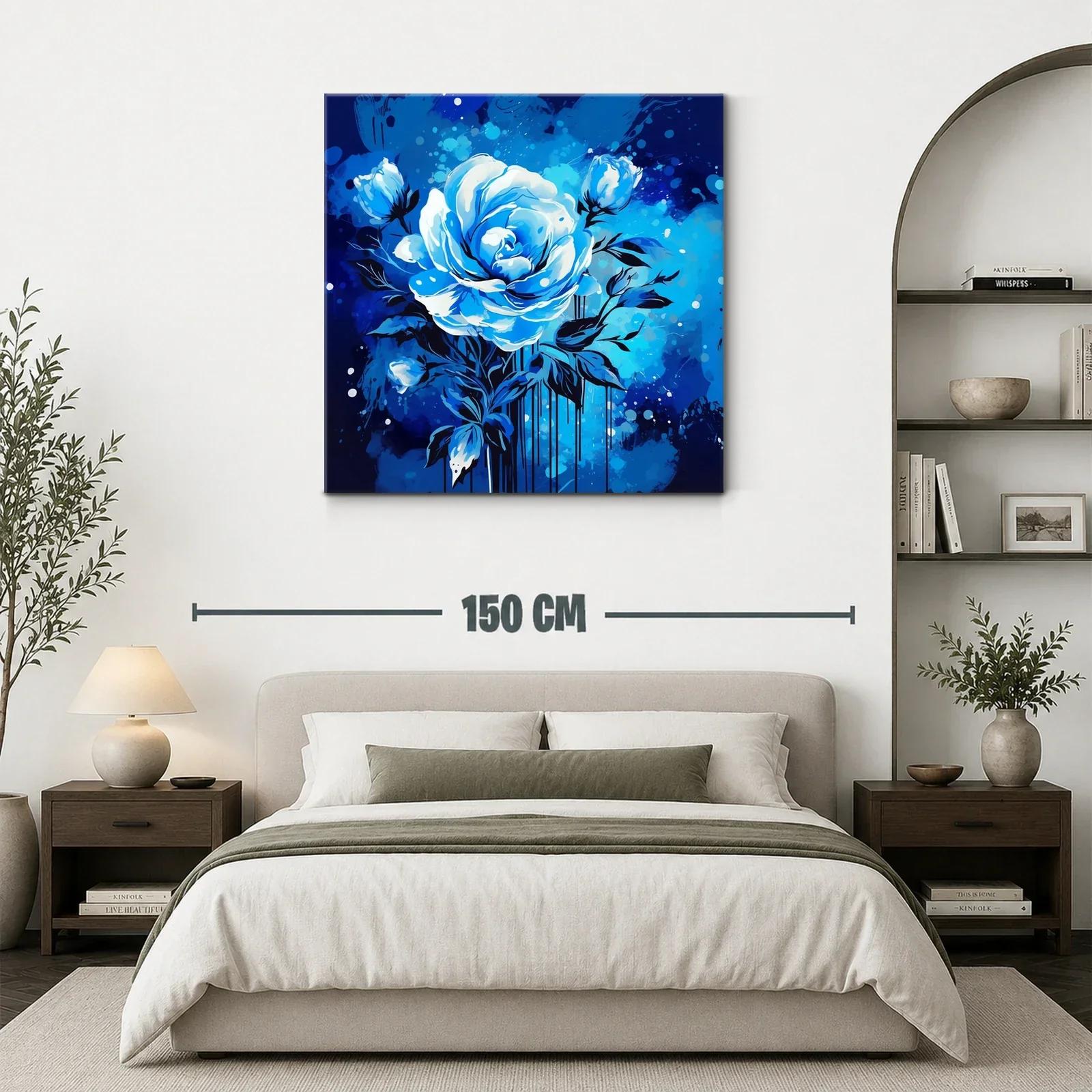 Rosa azul en composición vibrante con fondo dinámico — miniatura 3