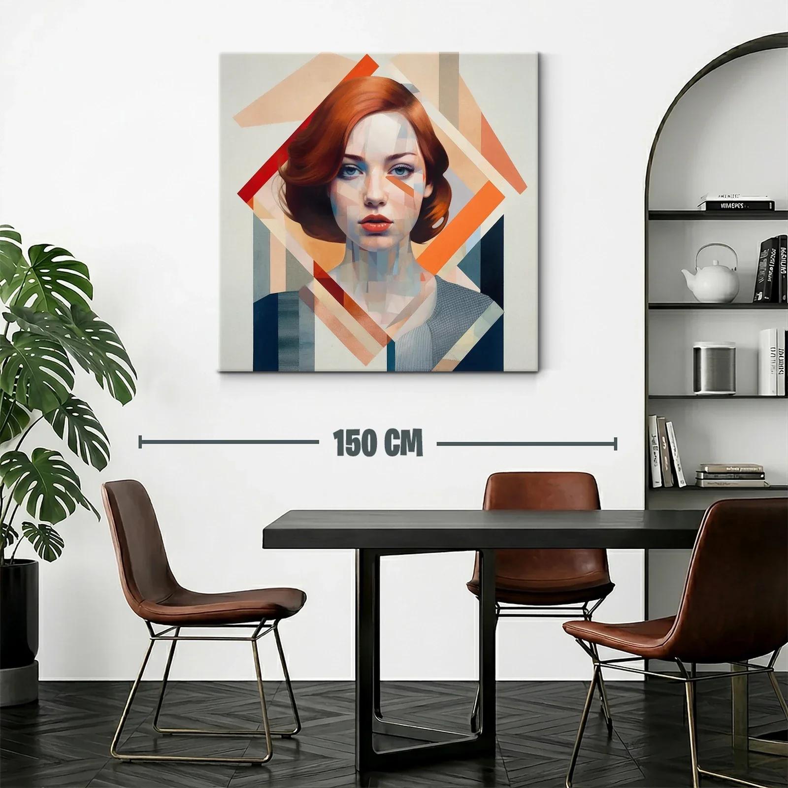 Retrato contemporáneo de mujer con tonos cálidos y geometría — miniatura 2