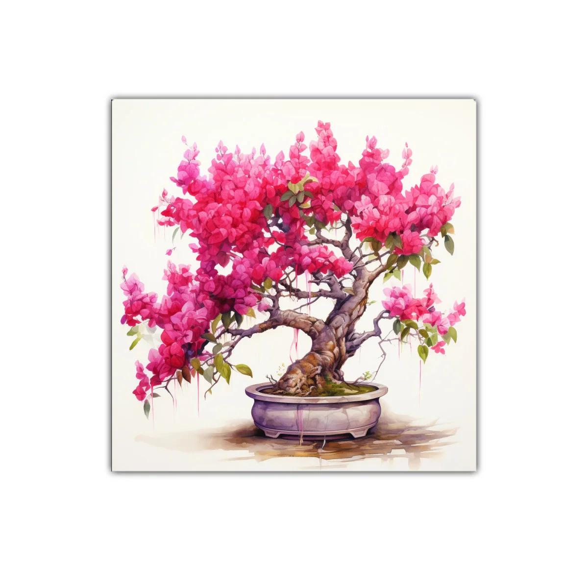 Bonsái con flores vibrantes en tonos rosas y verdes — imagen principal