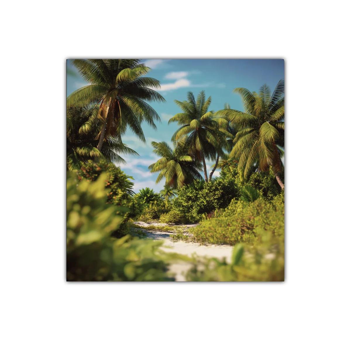 Paisaje tropical con palmeras y vegetación exuberante