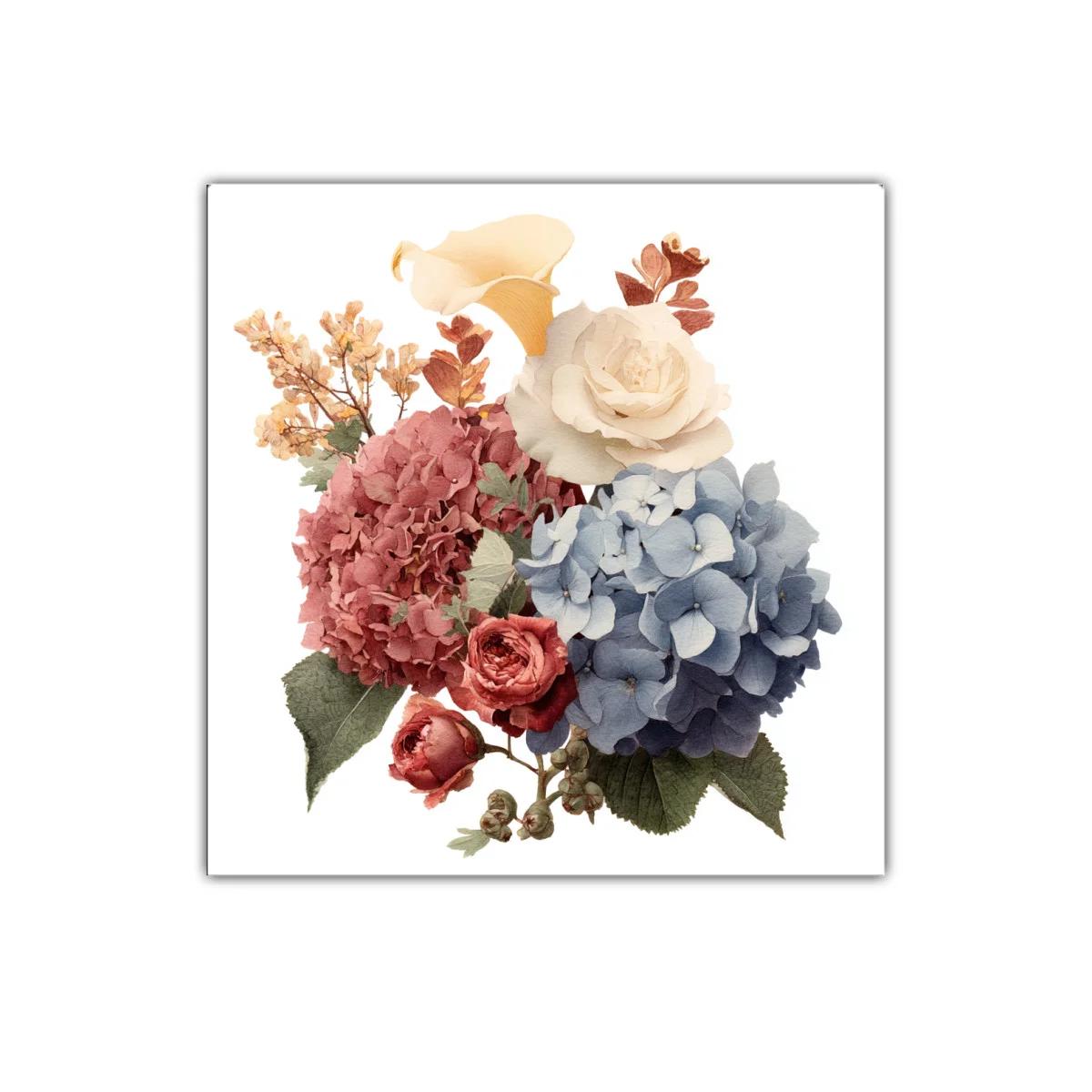 Composición floral en tonos pastel con rosas y hortensias — imagen principal