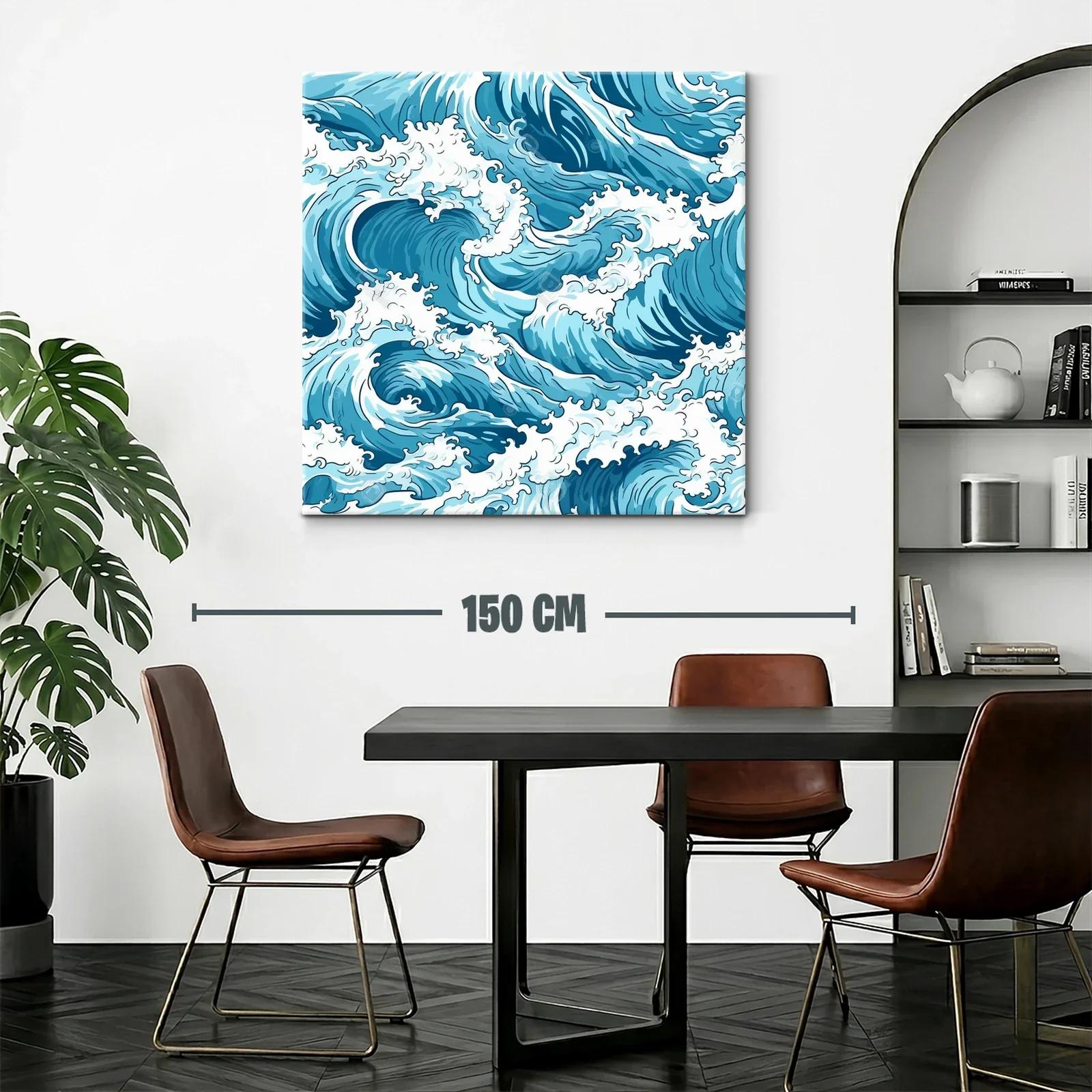 Impresionante obra de olas marinas en tonos azules y blancos — miniatura 2