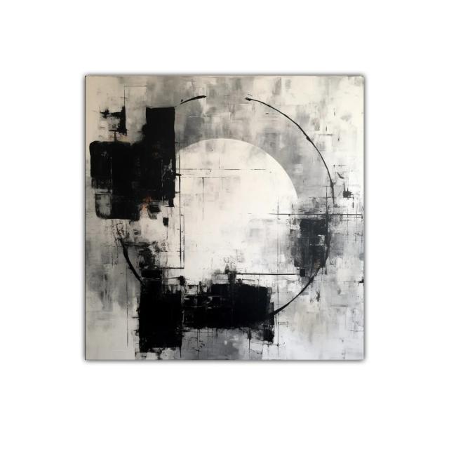 Cuadro abstracto con formas geométricas en tonos neutros