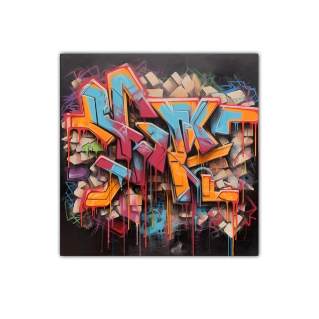 Cuadro urbano con grafiti colorido y efecto 3D