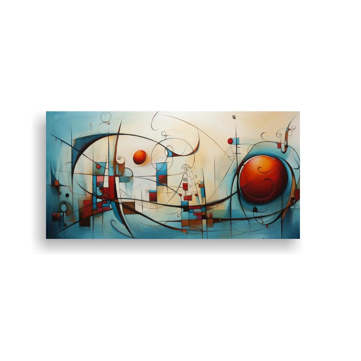 Cuadro esfera roja y arcos geométricos