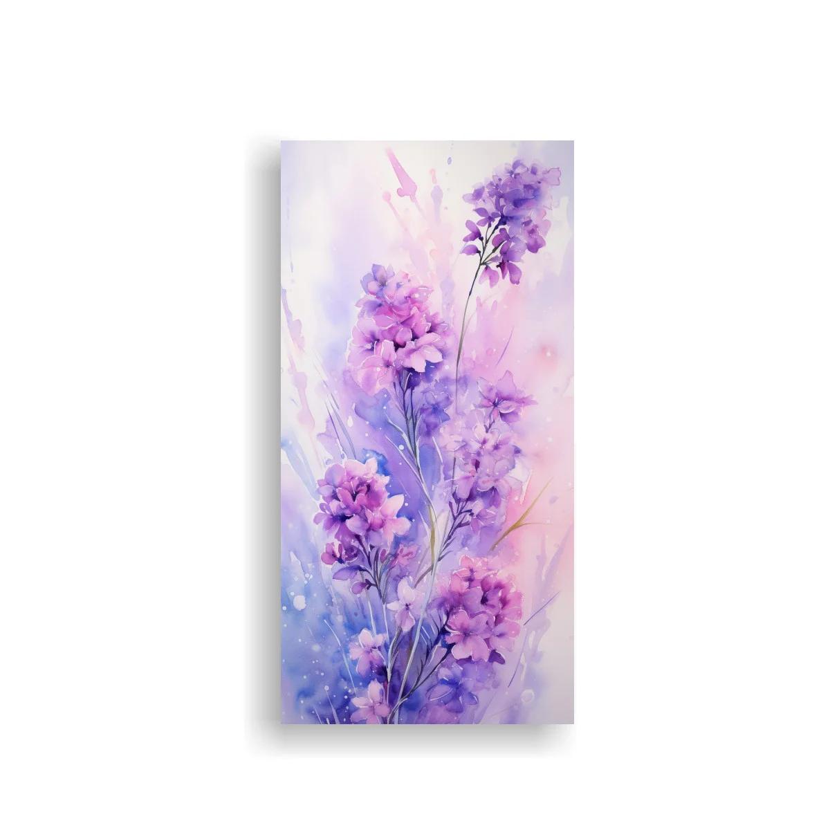 Cuadro flores lilas en acuarela etérea