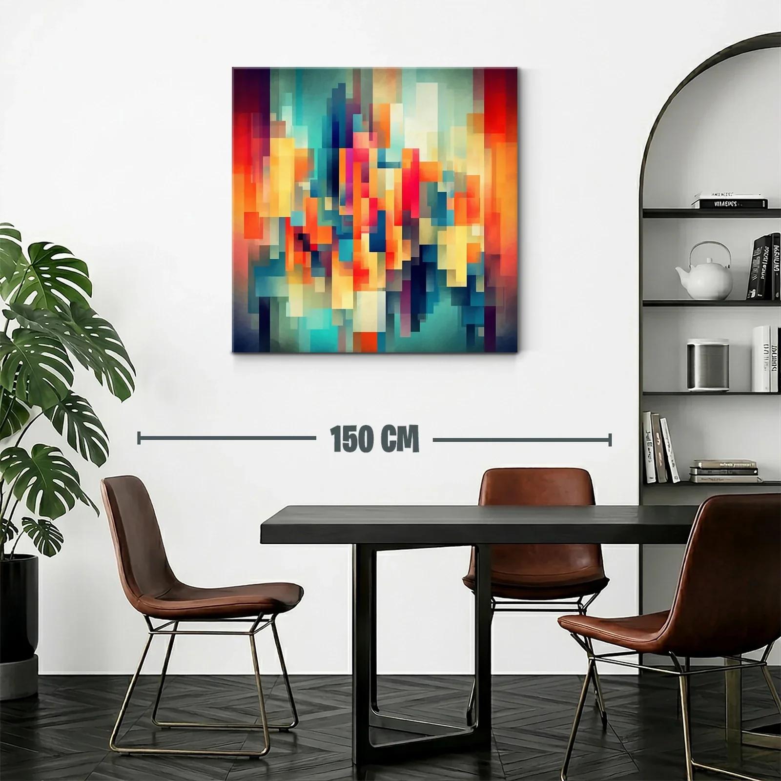 Composición abstracta con bloques en tonos cálidos y fríos — miniatura 2