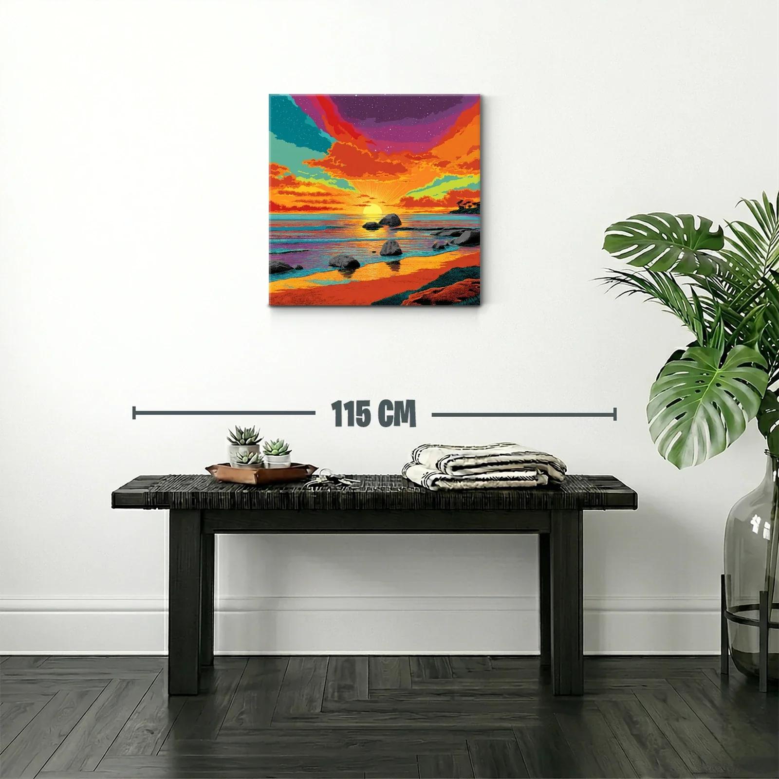 Atardecer vibrante sobre la costa con cielos estrellados — miniatura 2