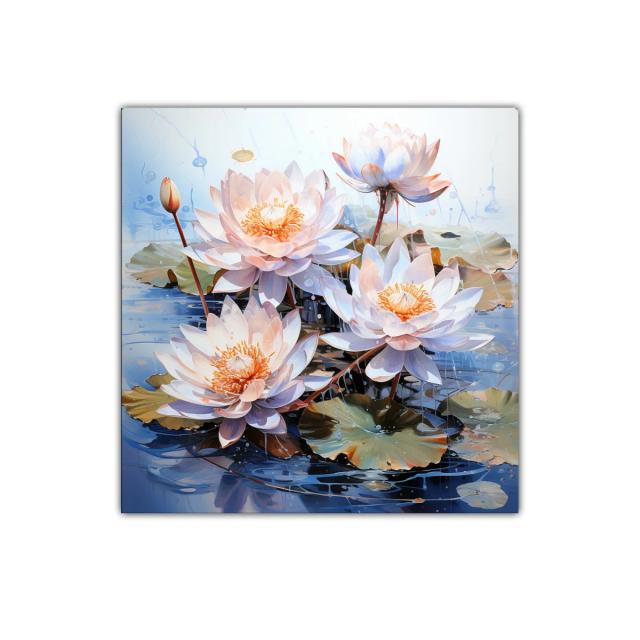 Flores de Loto en Agua con Tonos Suaves y Detallados