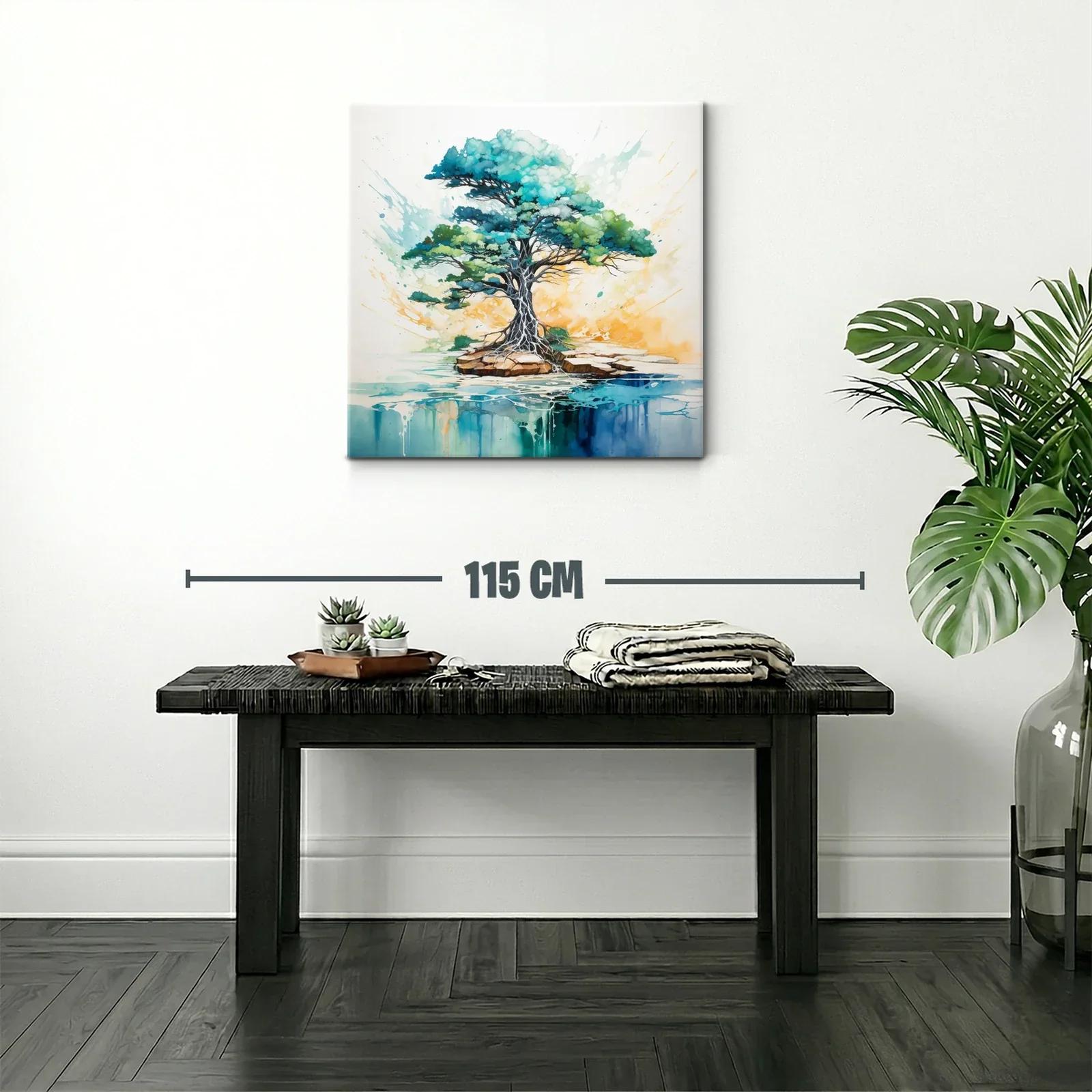 Árbol vibrante sobre isla con reflejos acuáticos — miniatura 2