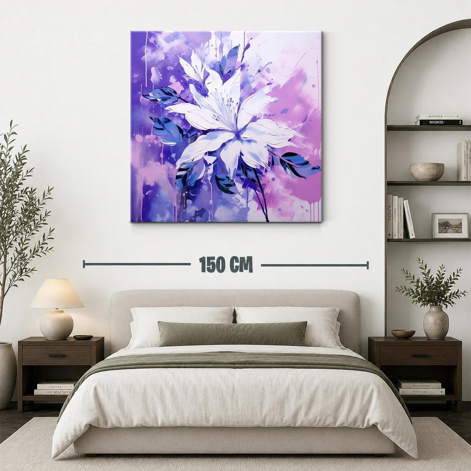 Flor blanca sobre fondo vibrante en tonos violetas y azules — miniatura 3
