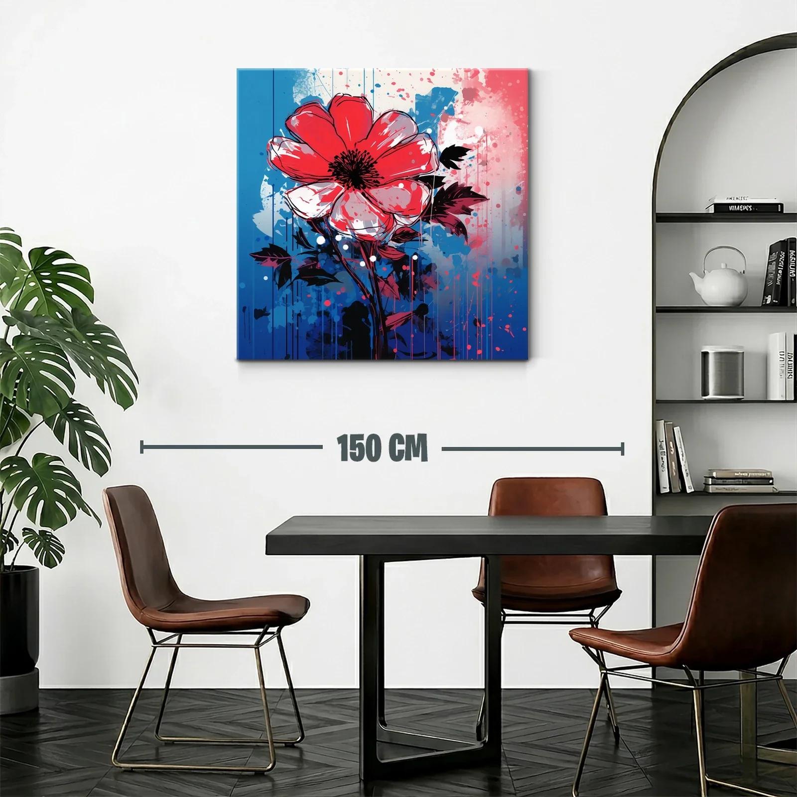 Flor roja vibrante sobre fondo azul y rosa — miniatura 2