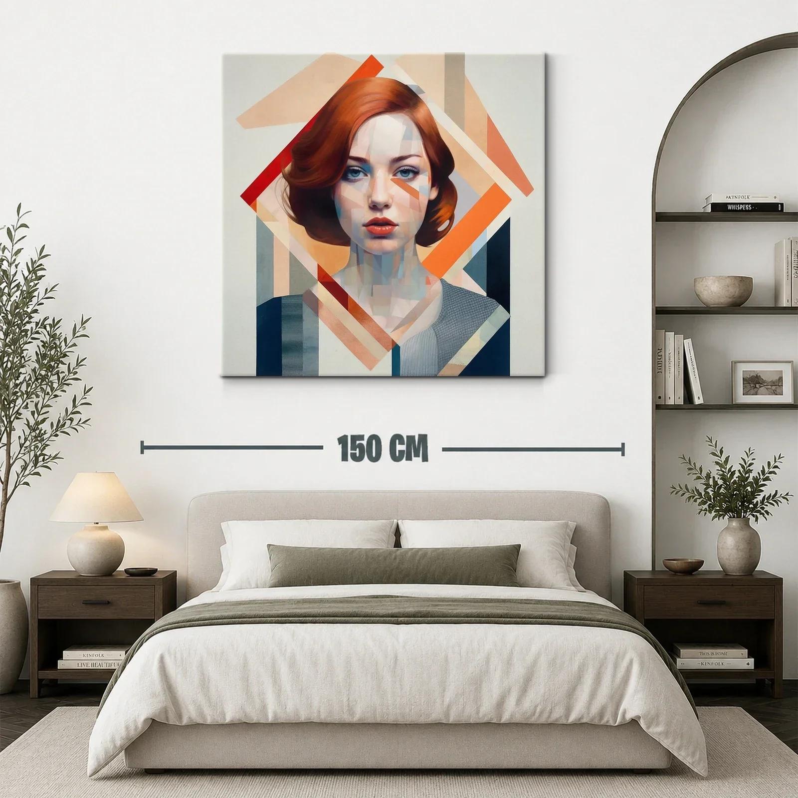Retrato contemporáneo de mujer con tonos cálidos y geometría — miniatura 3