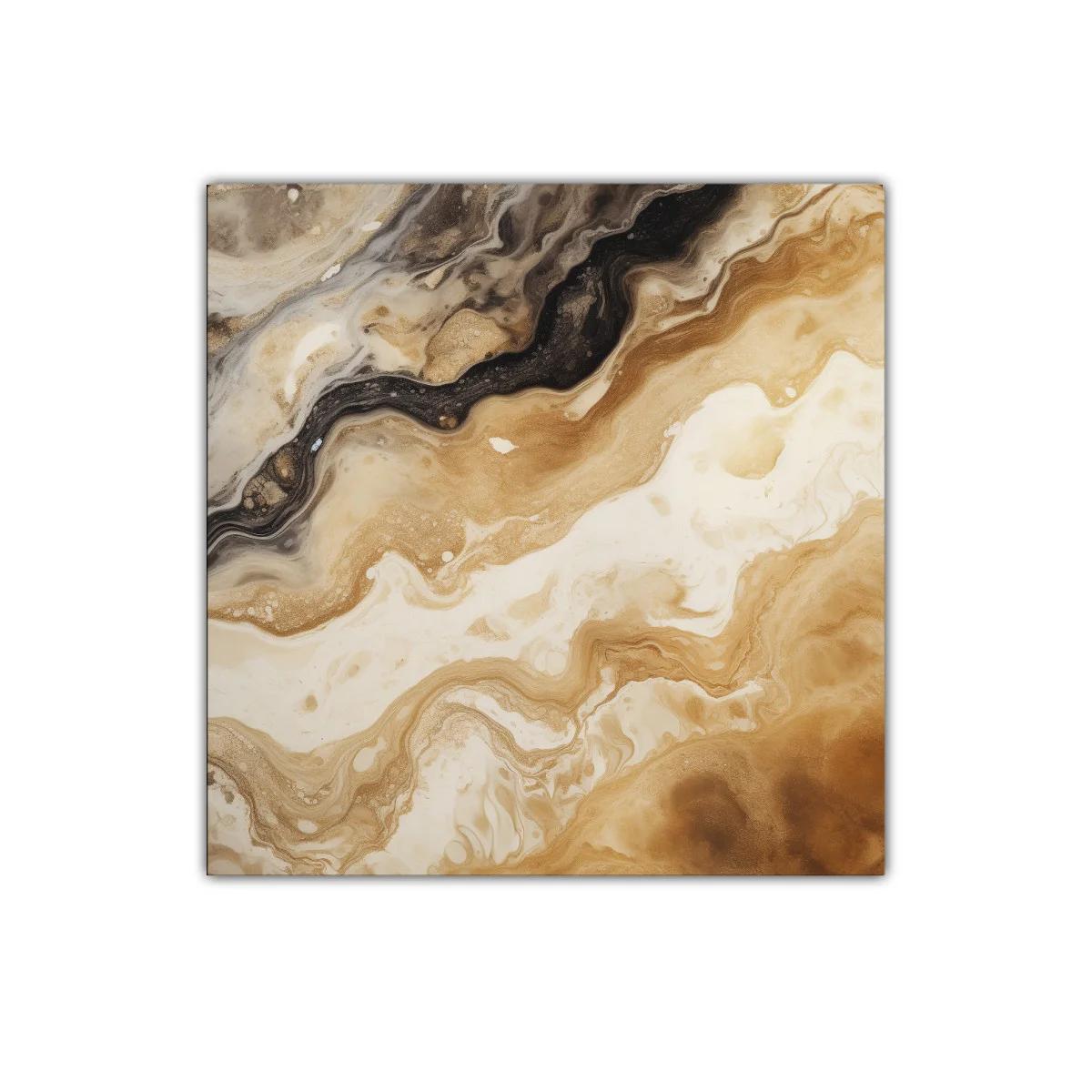 Cuadro decorativo abstracto con tonos tierra y negros
