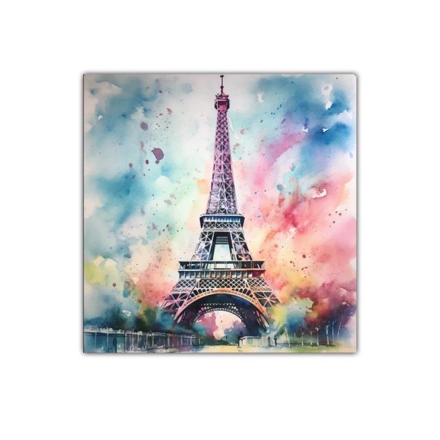 Cuadro Torre Eiffel colorida con vibrantes tonos pasteles