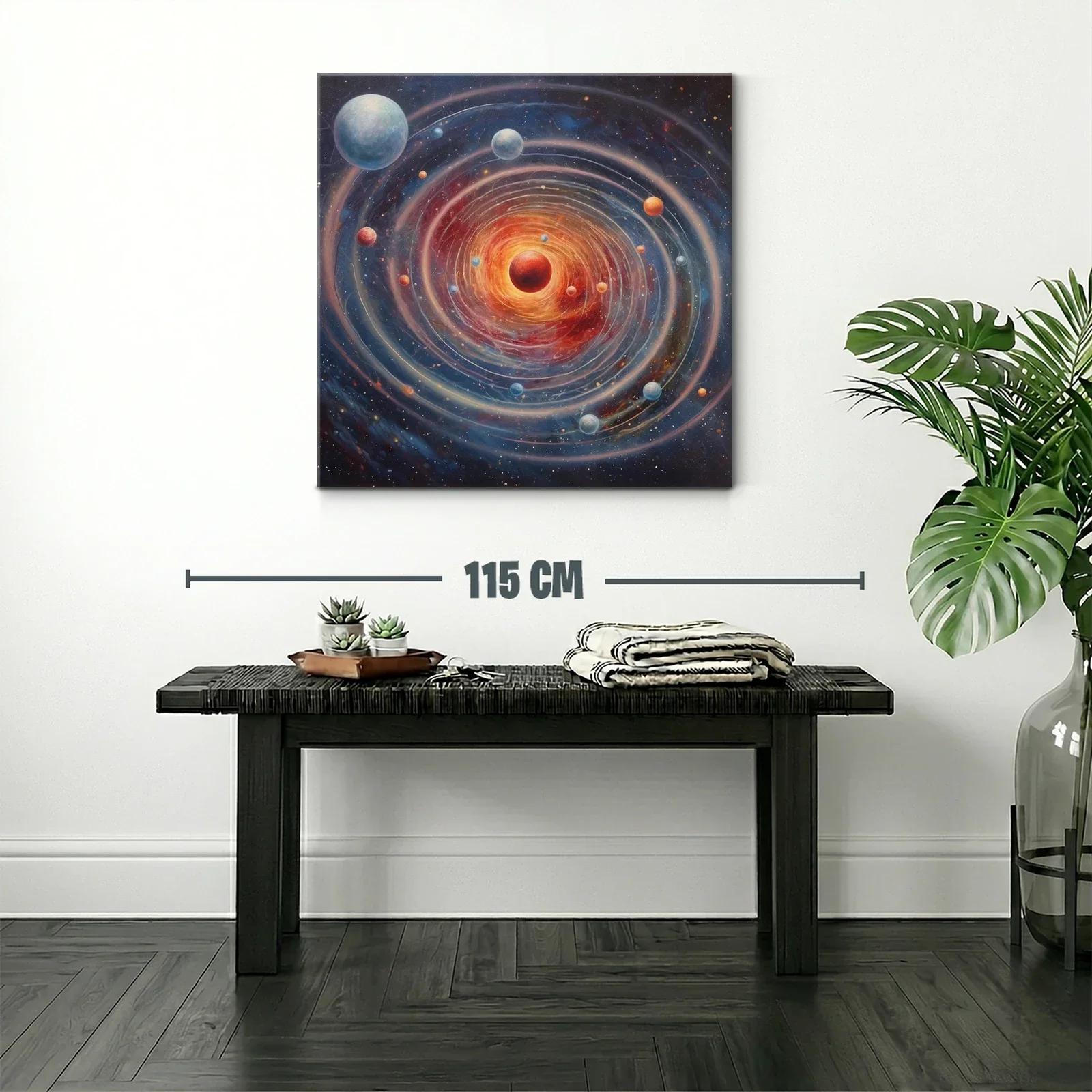 Universo en espiral con planetas en tonos cálidos y fríos — miniatura 2