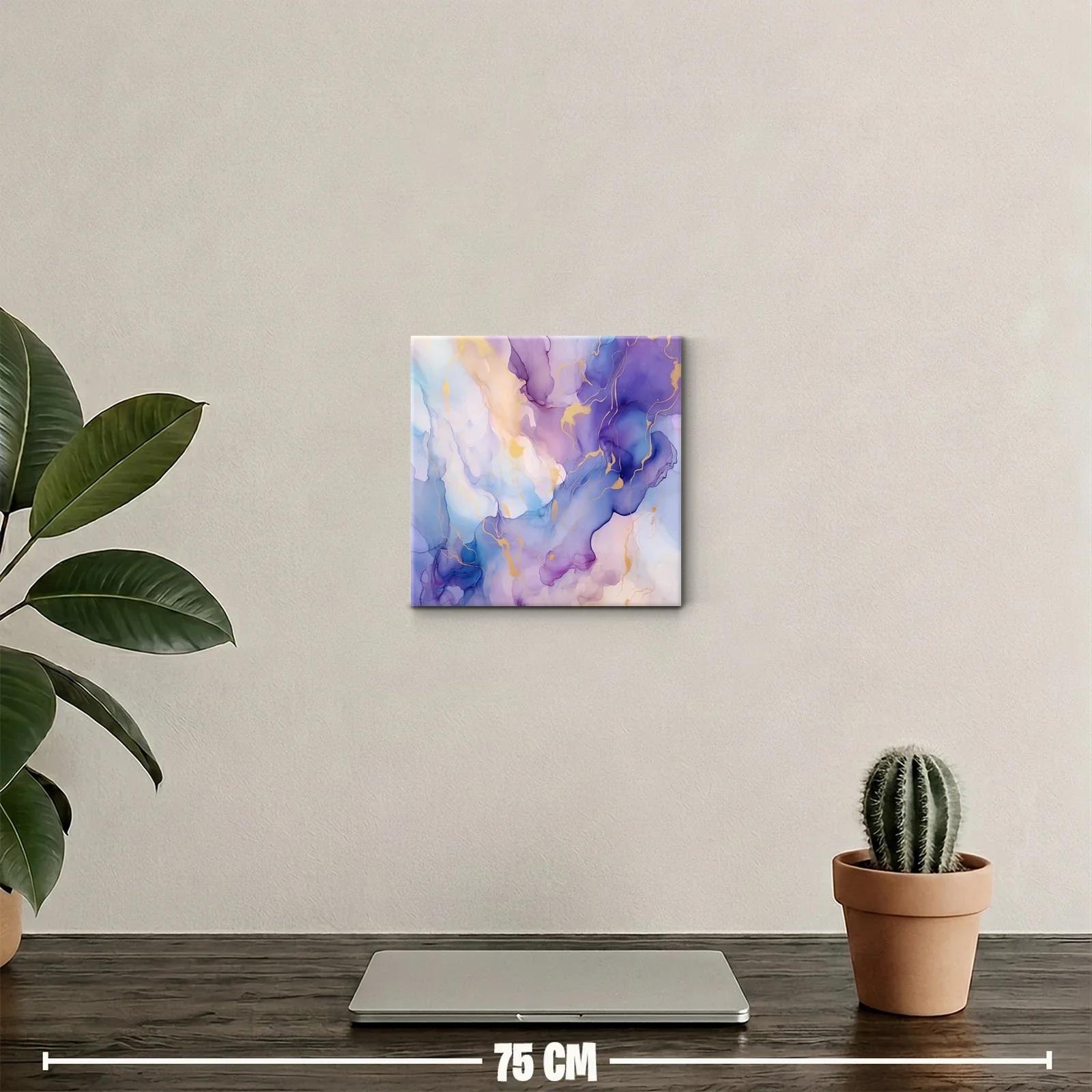 Cuadro abstracto con tonos morados y dorados sofisticados — miniatura 2