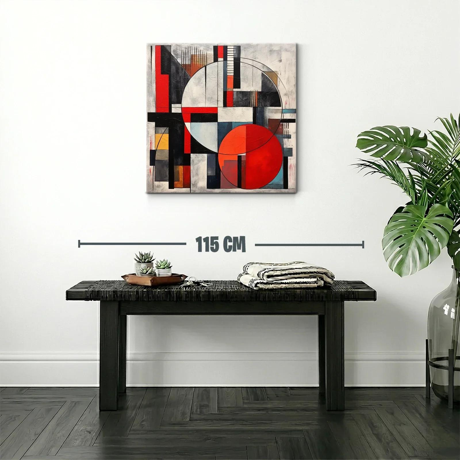 Composición geométrica con círculos y líneas en rojo y negro — miniatura 2