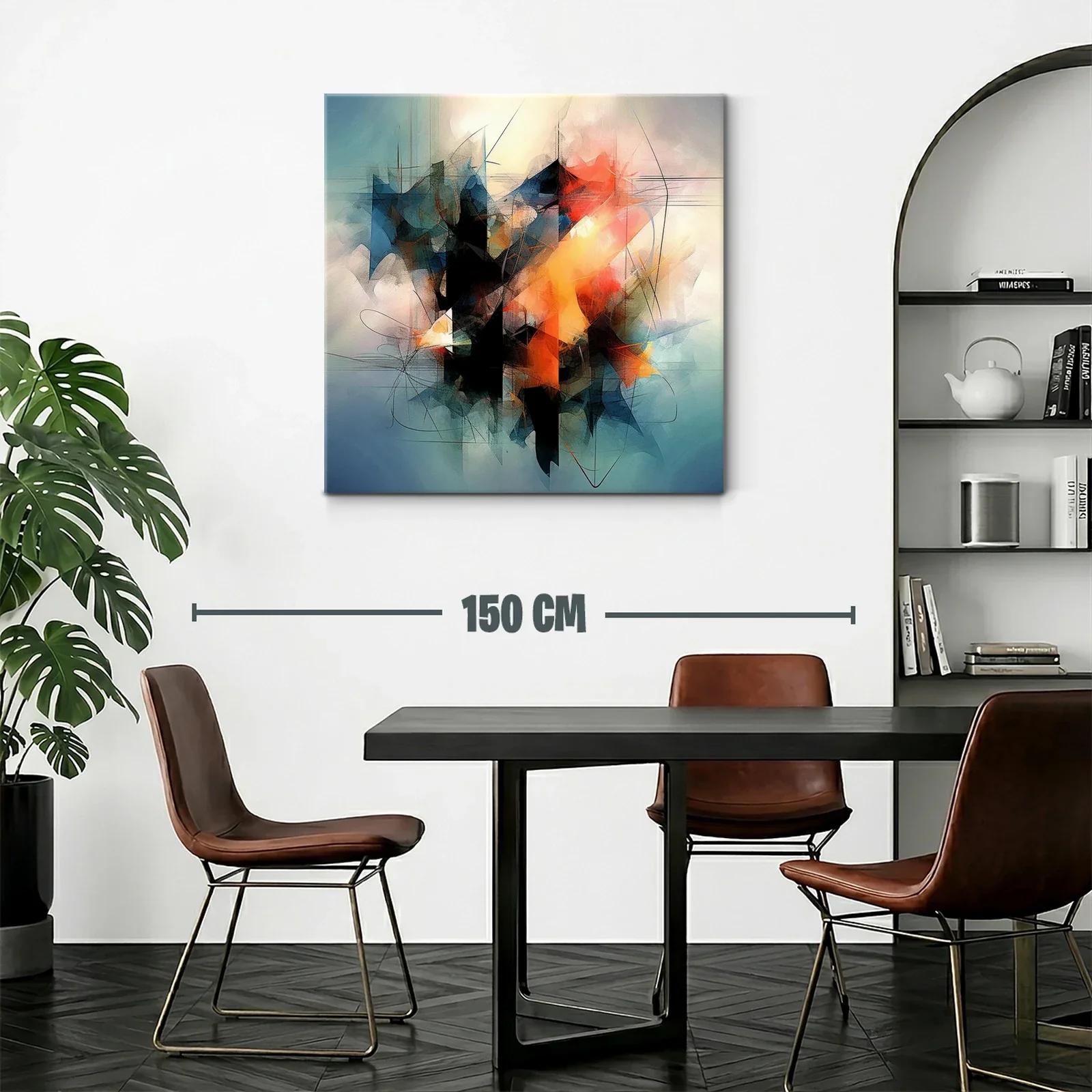 Composición abstracta con tonos cálidos y fríos vibrantes — miniatura 2