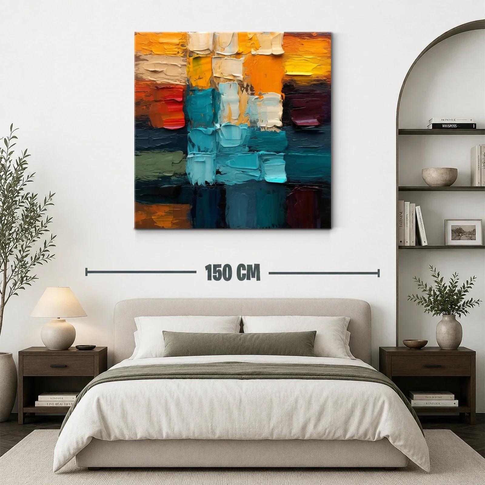 Composición abstracta en tonos cálidos y fríos vibrantes — miniatura 3