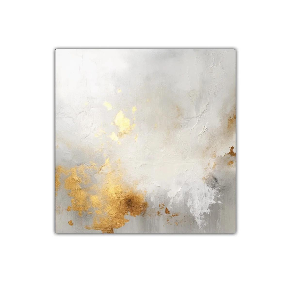 Cuadro abstracto con destellos dorados y texturas suaves