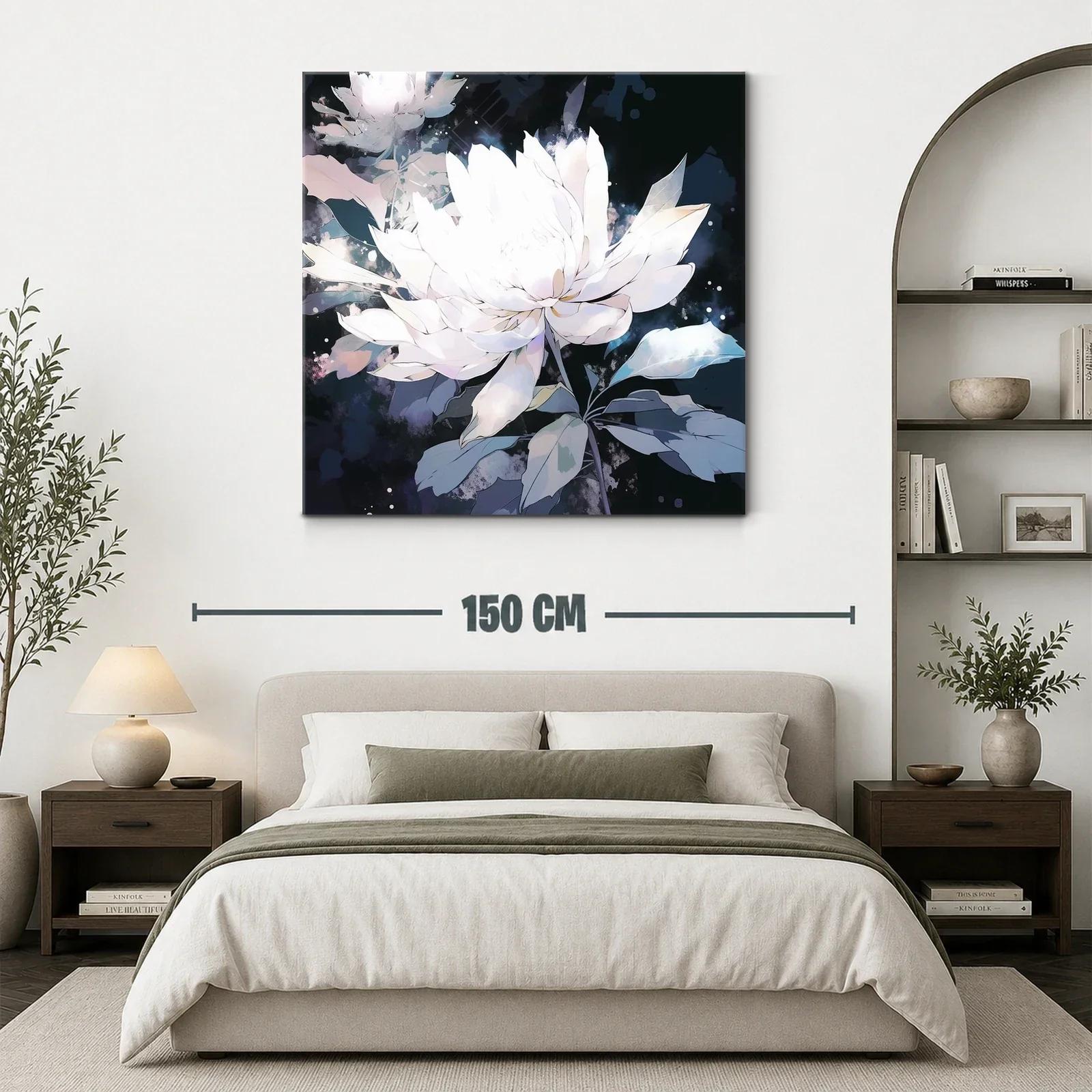 Cuadro Floral Blanco con Fondo Oscuro y Detalles Elegantes — miniatura 3