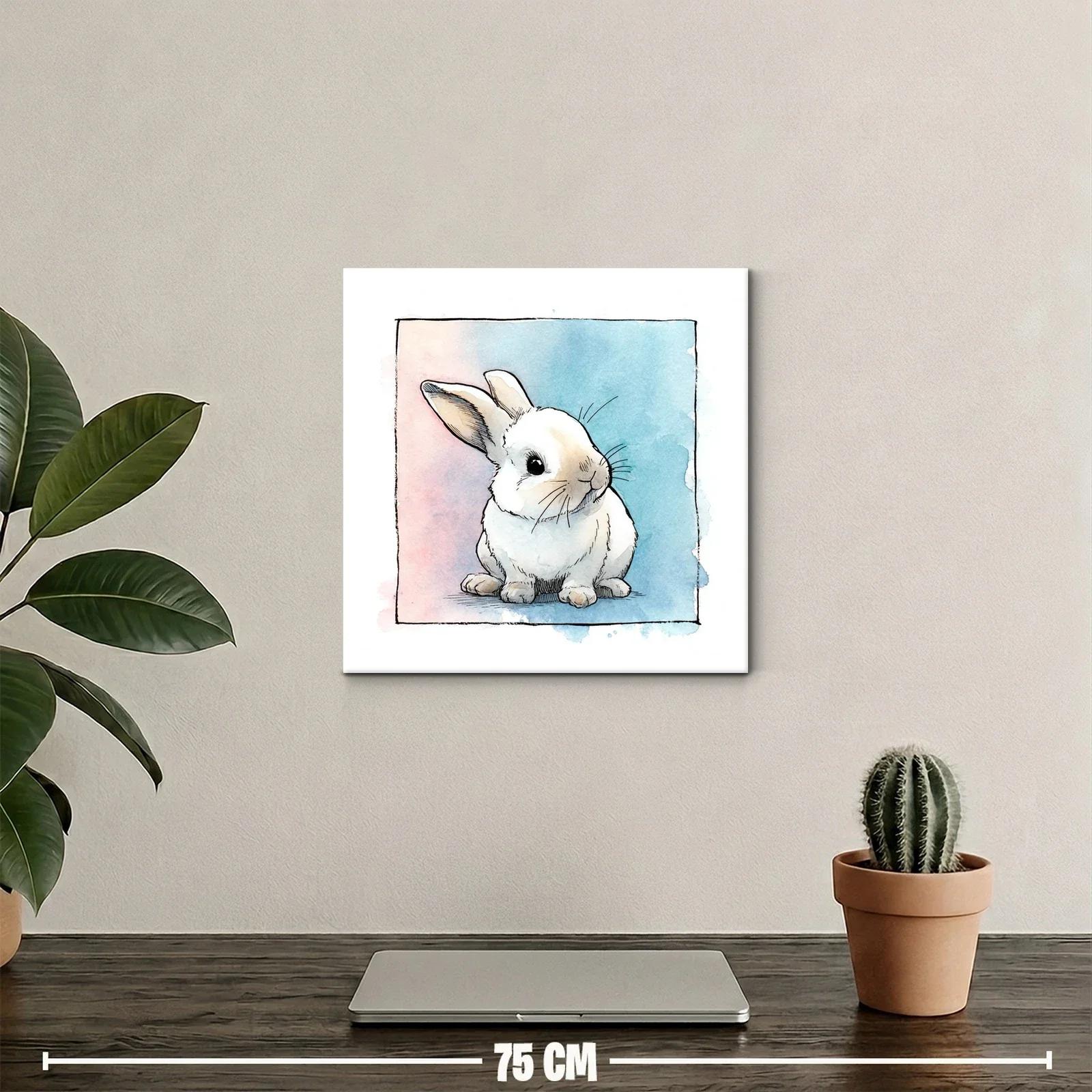 Dulce ilustración de conejo tierno en acuarela suave — miniatura 2