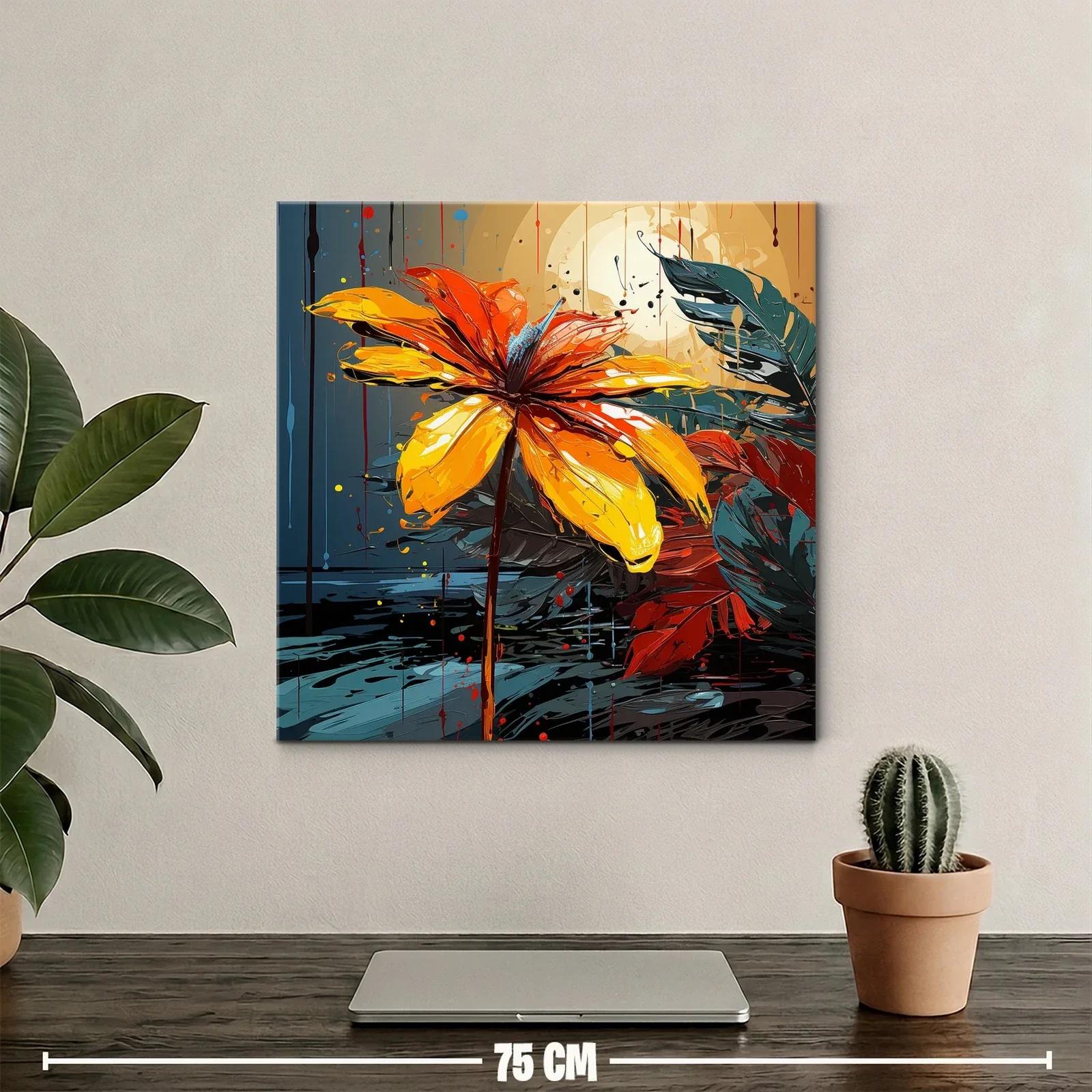 Flor vibrante con tonos cálidos y fondo nocturno — miniatura 2