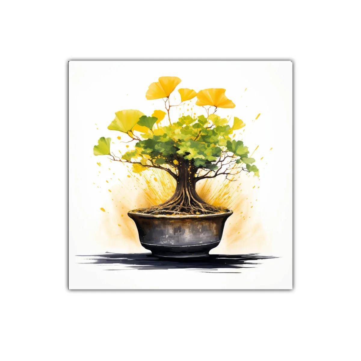 Bonsái con hojas vibrantes en tonos verdes y amarillos — imagen principal