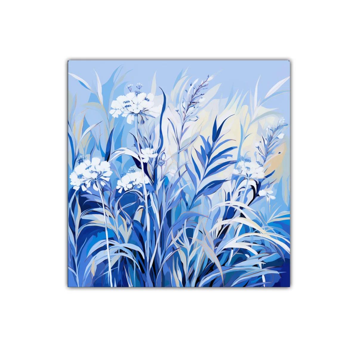 Flores y hojas en tonos azules para un ambiente sereno — imagen principal