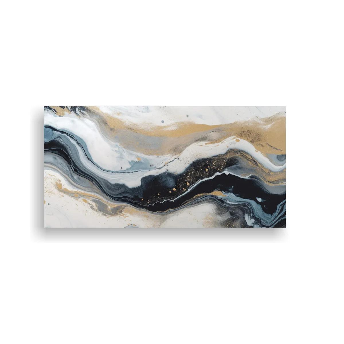 Cuadro oleaje marmolado abstracto con vetas fluidas y dorados