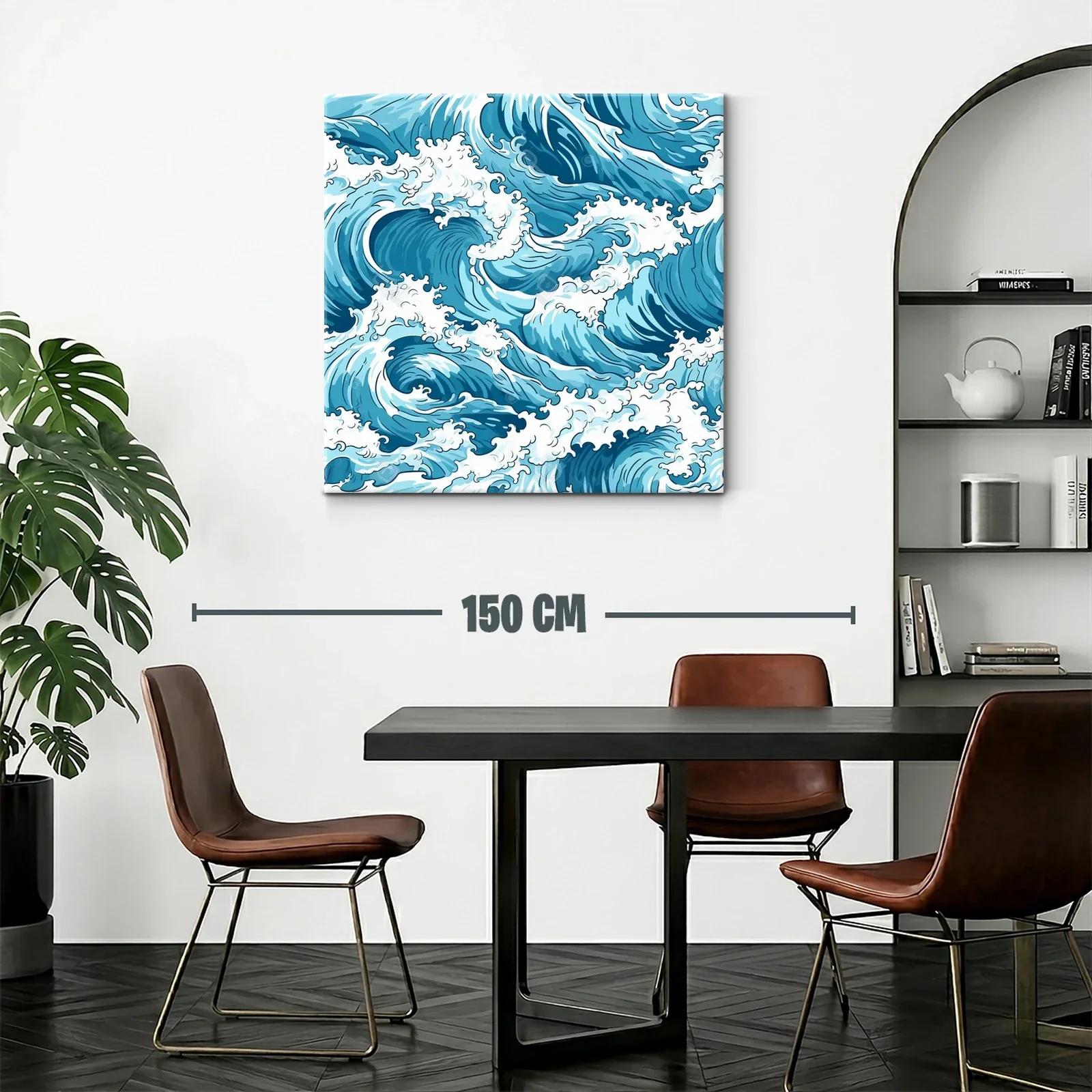 Impresionante obra de olas marinas en tonos azules y blancos — miniatura 2