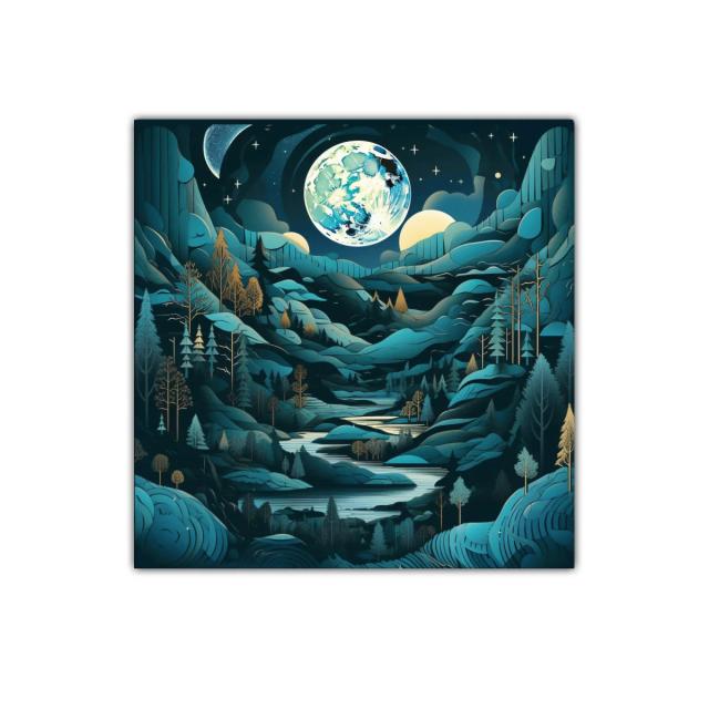 Paisaje nocturno con efecto de luna llena brillante