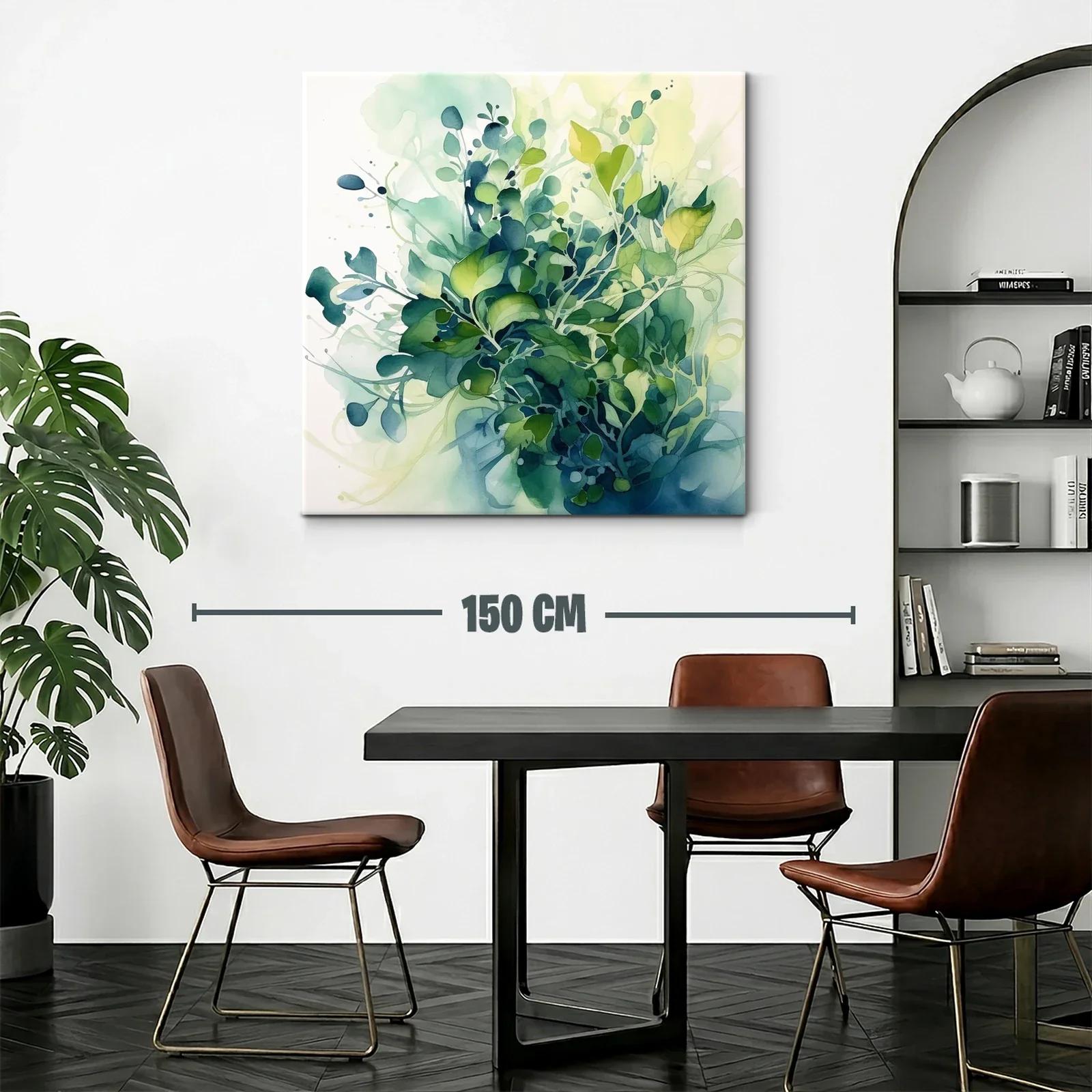 Composición abstracta de hojas en tonos verdes y azules — miniatura 2