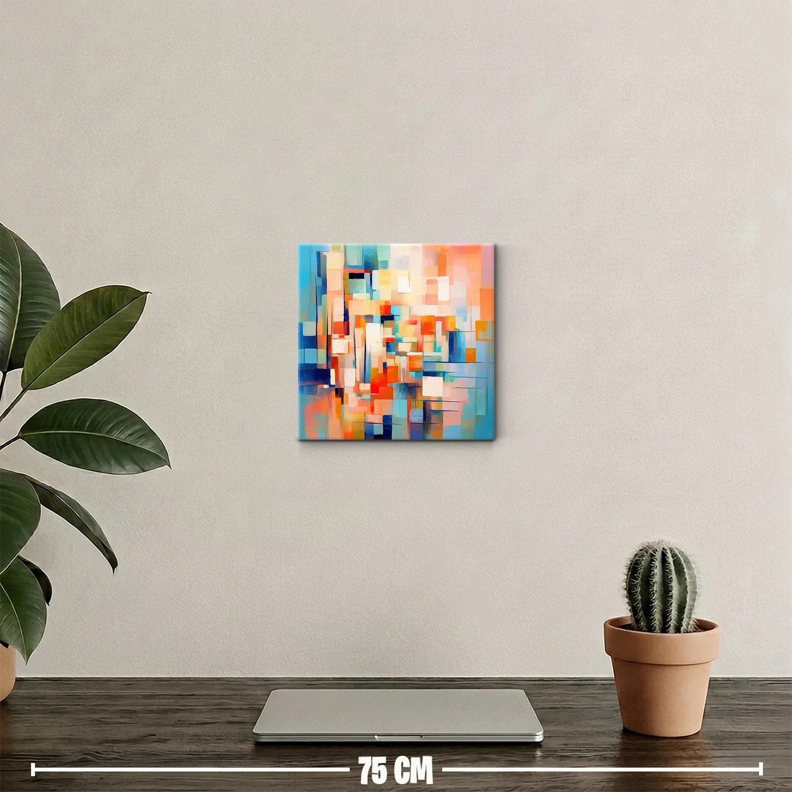 Cuadro abstracto con vibrantes bloques de colores cálidos y fríos — miniatura 2