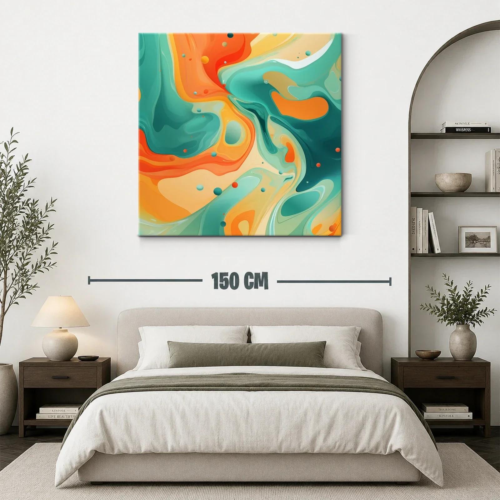 Arte abstracto con vibrantes tonos naranja y verde aqua — miniatura 3