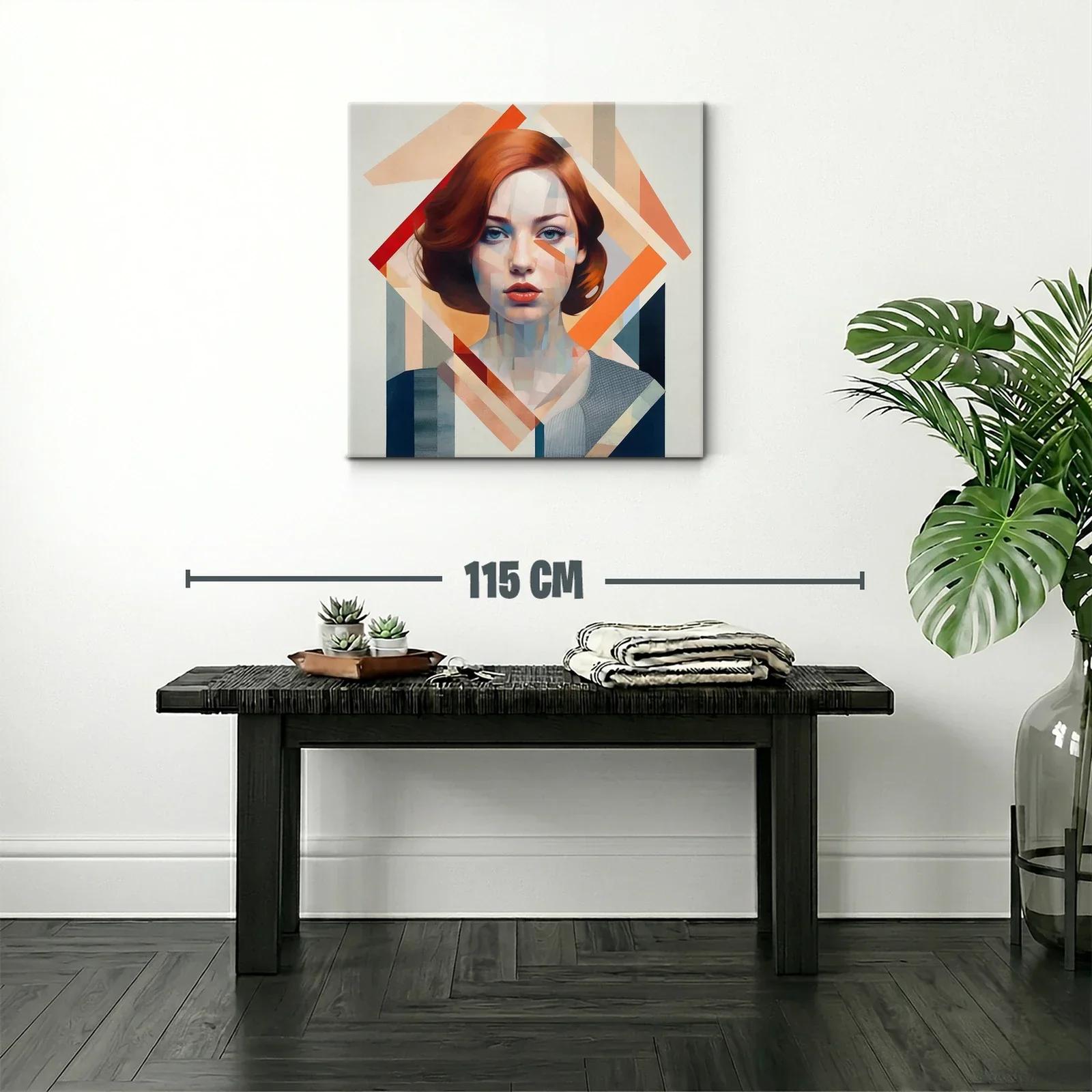 Retrato contemporáneo de mujer con tonos cálidos y geometría — miniatura 2