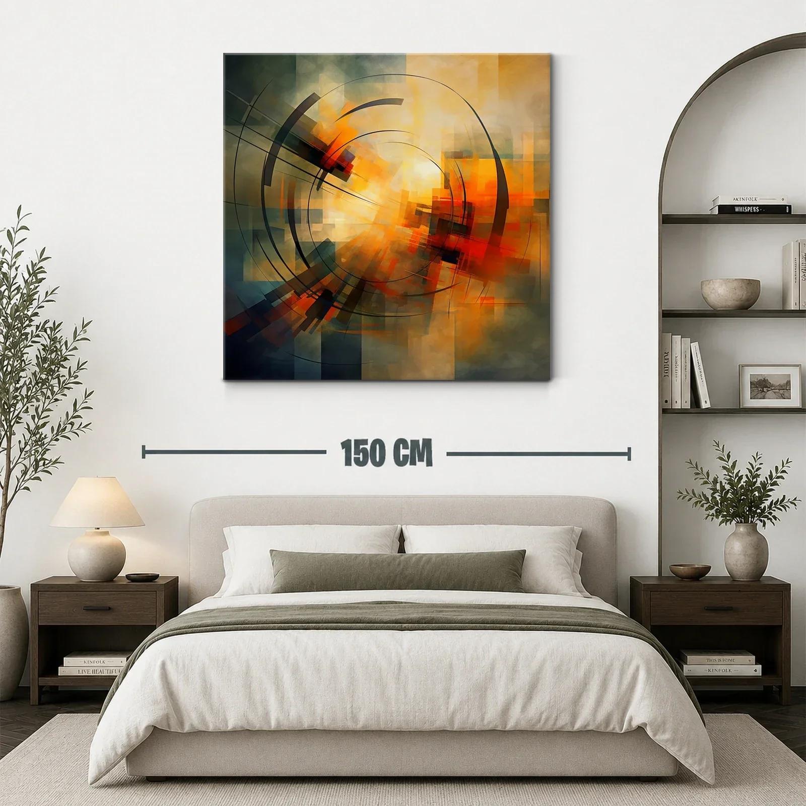Cuadro abstracto con formas circulares y tonos cálidos — miniatura 3