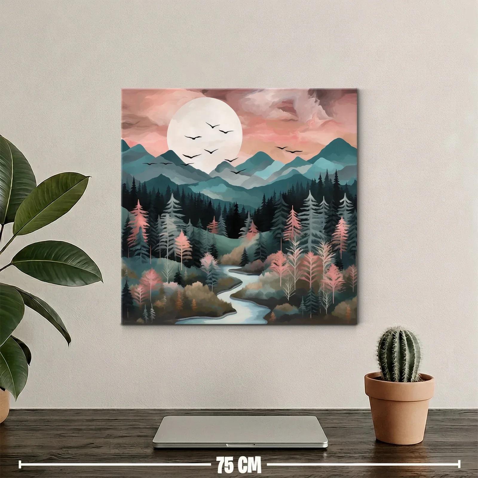 Paisaje sereno de montañas y bosque al amanecer — miniatura 2