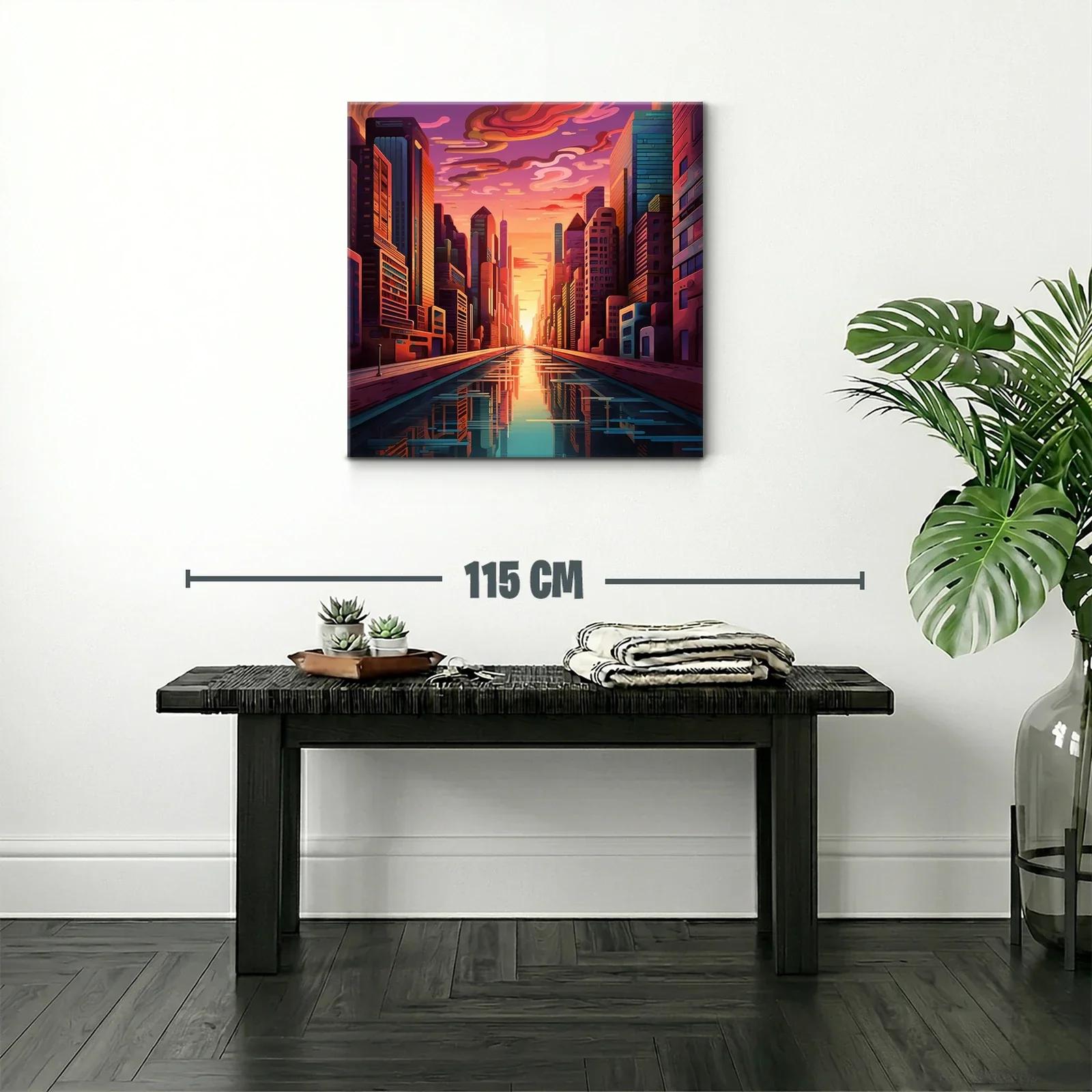 Atardecer urbano con reflejos de luz dorada y rosa — miniatura 2