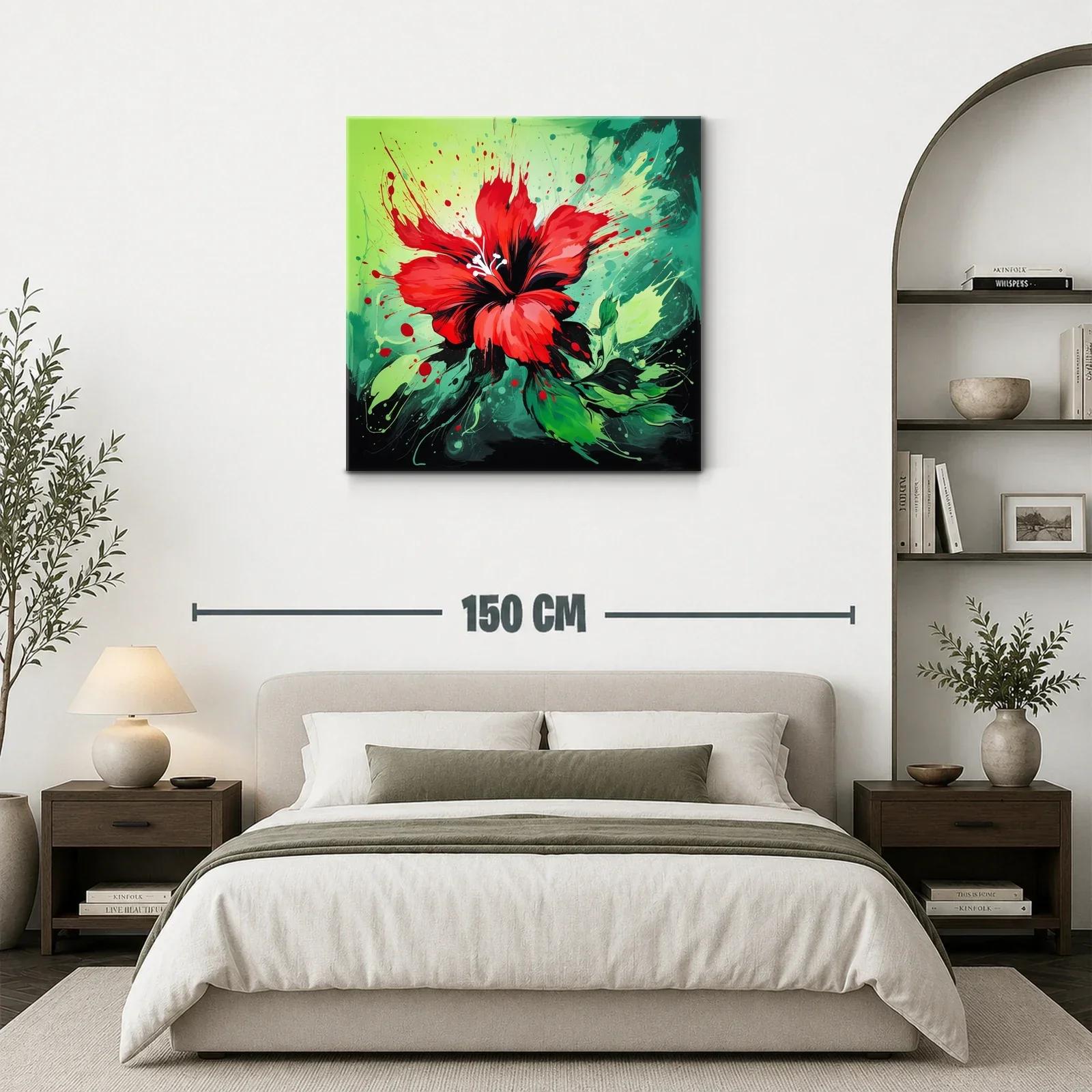Impactante cuadro de flor roja vibrante y energía dinámica — miniatura 3