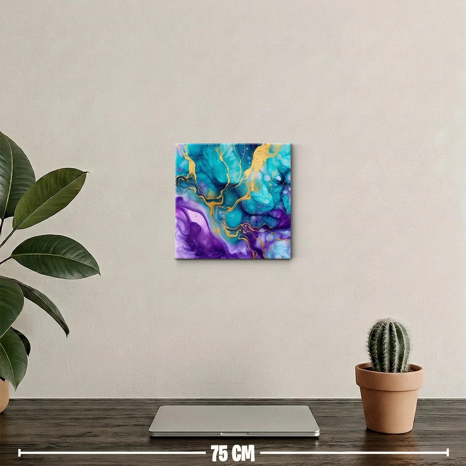 Cuadro decorativo con diseño abstracto en tonos azul y púrpura — miniatura 2